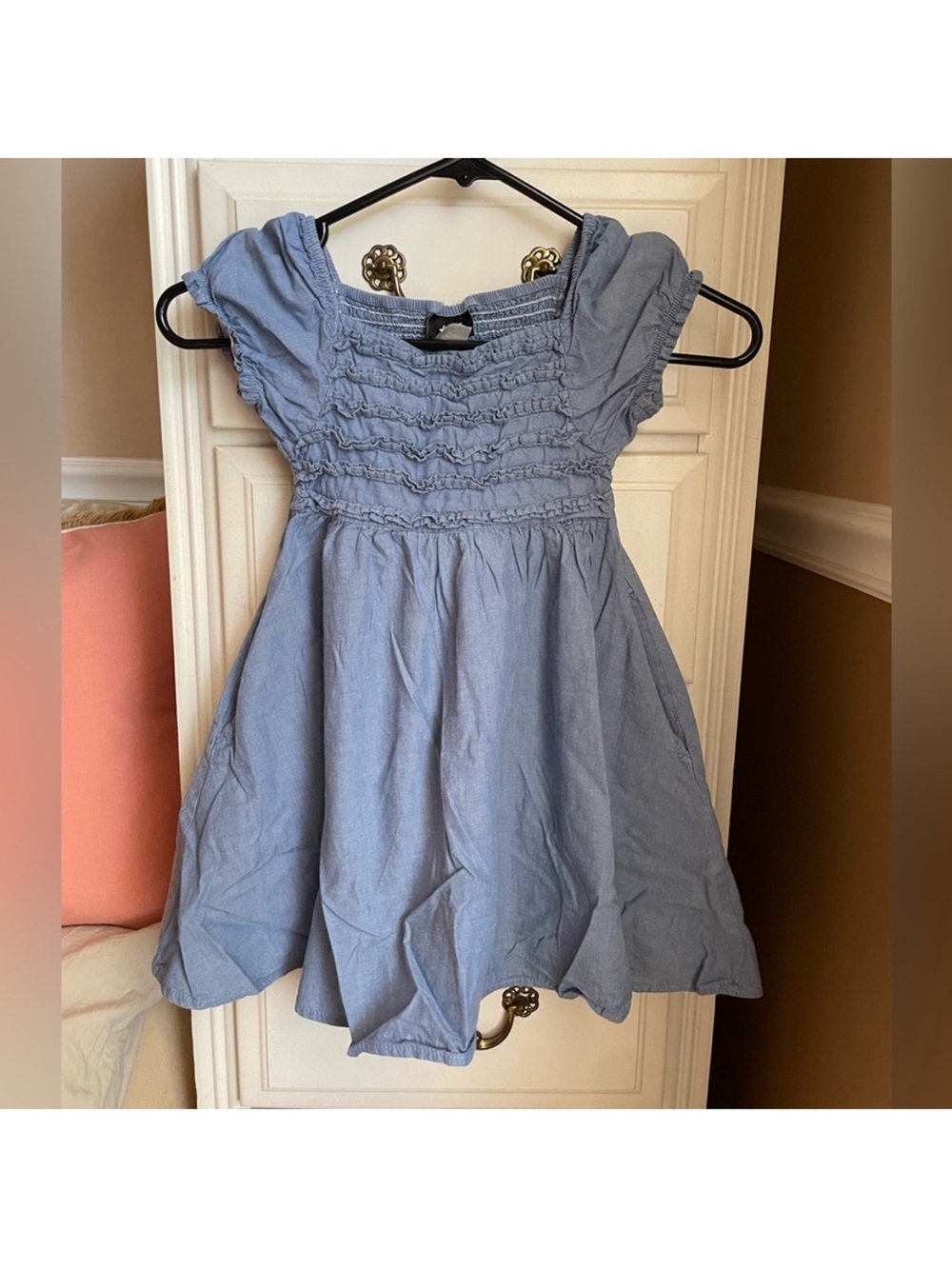 H&M Girls Light Blue Smocked Cotton Dress